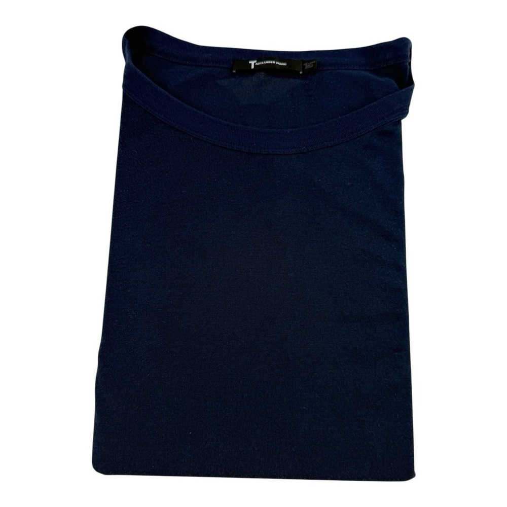 T Alexander Wang‎ Blue Silk Cotton Short Sleeve T-Shirt Men's Size Large